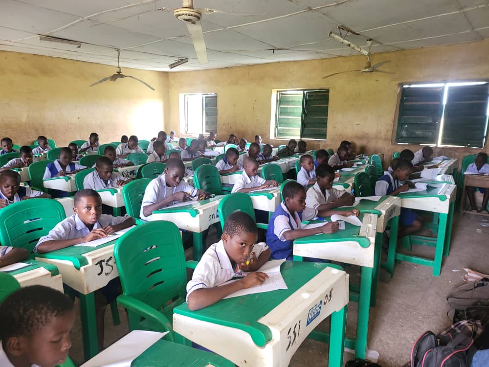 Students of Abavo Girls Secondary School, Abavo during the conduct of 2024 scholarship exam.