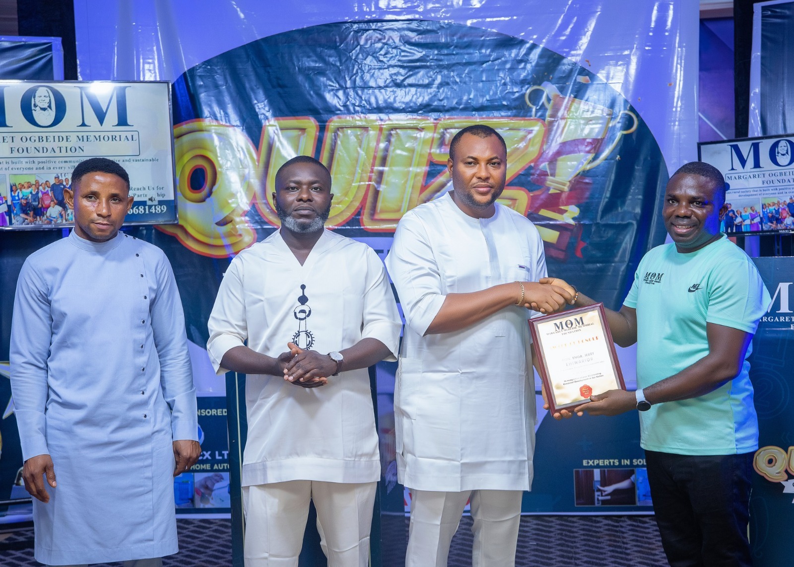 Chairman Ika South LGA, Engr Jerry EhiWario being Awarded an Award by the Founder of MOM Foundation