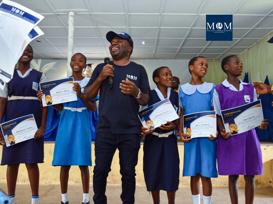 School children with their respective certificates